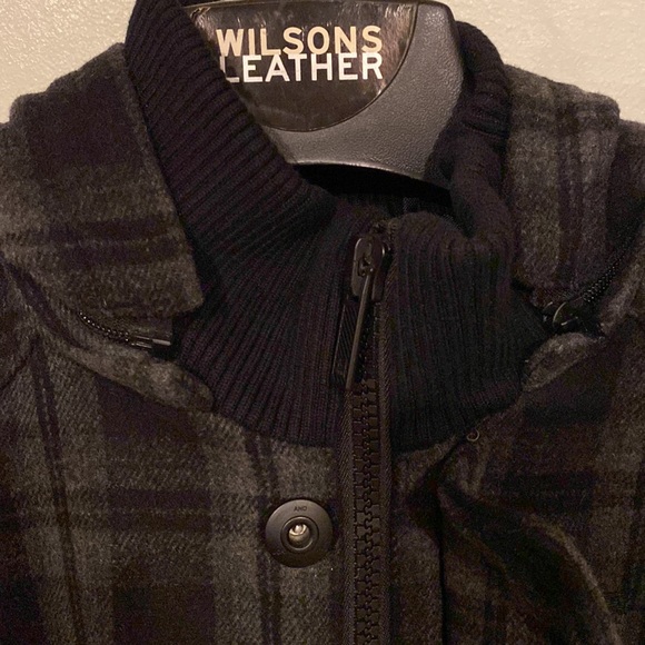 Jack & Jones Denim Gray/Black Plaid Hooded Marlow Wool Jacket Sz Medium - Picture 8 of 15